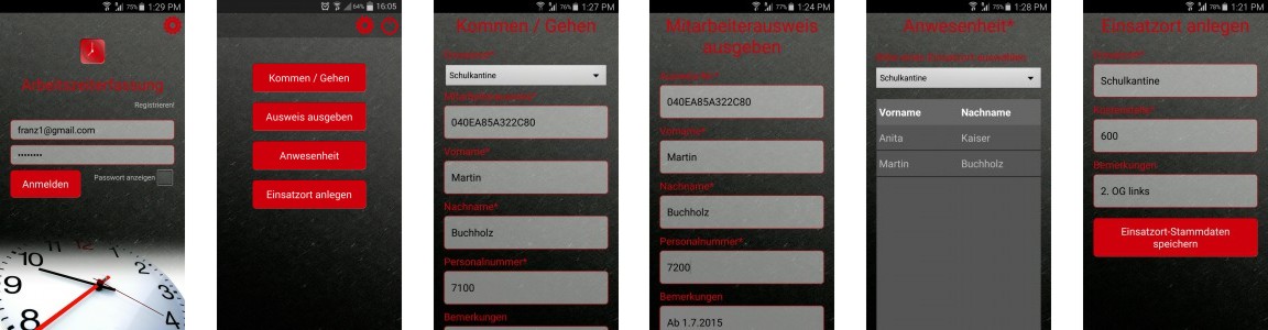 Smartphone App zur Zeiterfassung von Personal auf Baustellen