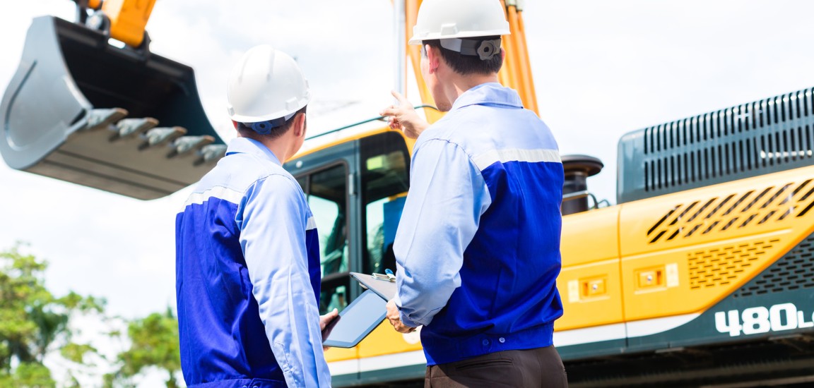 Vermietung von Baumaschinen, Bautechnik und Baugeräten auf Baustellen